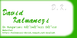 david kalmanczi business card